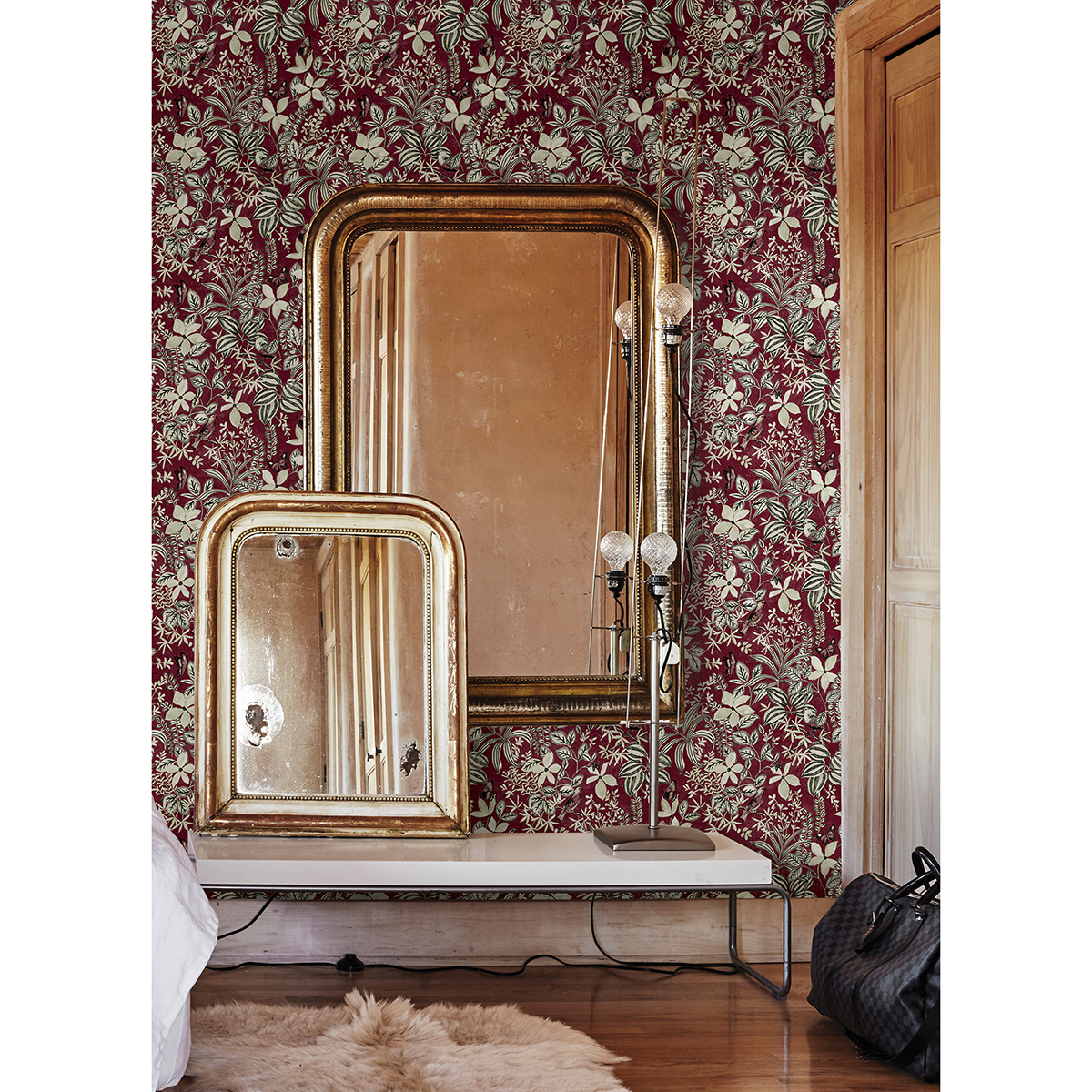 RZS4524 - Burgundy Willa Flower Peel and Stick Wallpaper - by NuWallpaper