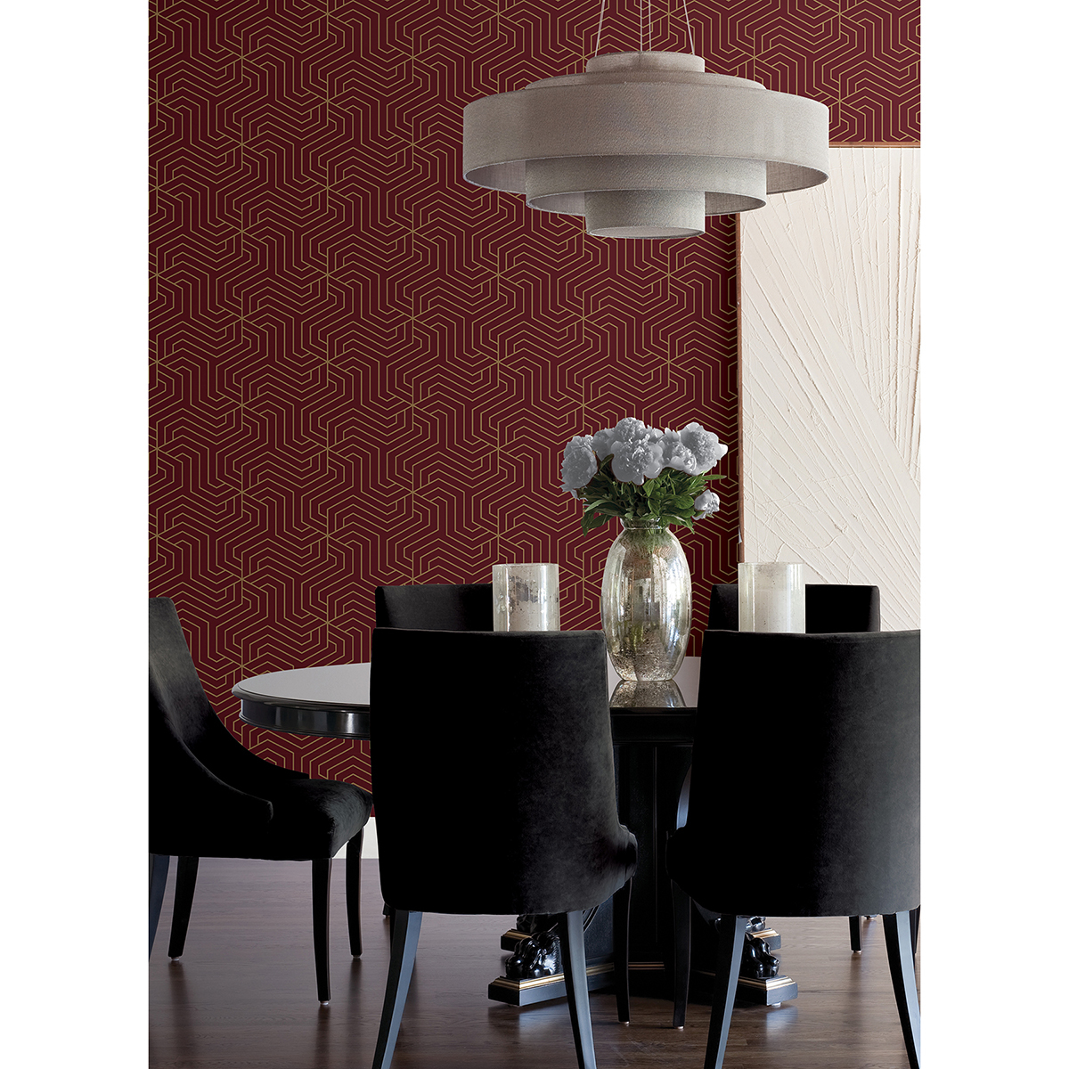 RZS4527 - Burgundy Ramsey Geometric Peel and Stick Wallpaper - by