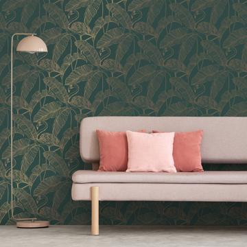 Show details for Mulholland Dark Green Flamingo Wallpaper