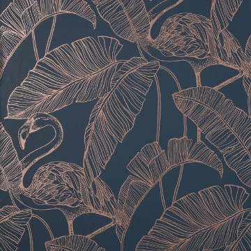 FD42946 - Mulholland Dark Green Flamingo Wallpaper - by Fine Décor