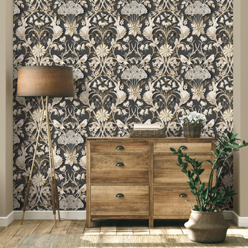 Show details for Fae Charcoal Woodland Wallpaper
