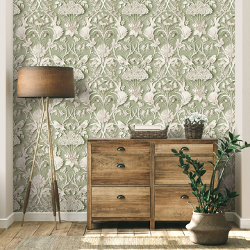 Show details for Fae Sage Woodland Wallpaper