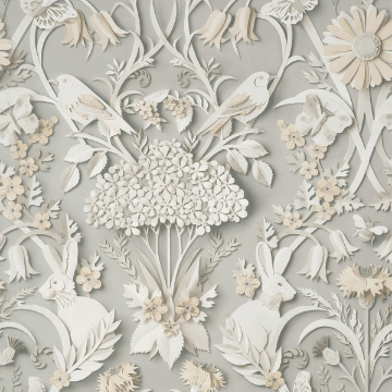 Picture of Fae Light Grey Woodland Wallpaper
