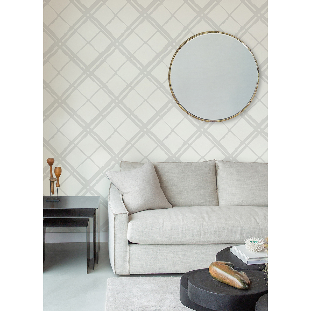 SLS4298 - Grey Espalier Geometric Geometric Peel and Stick Wallpaper