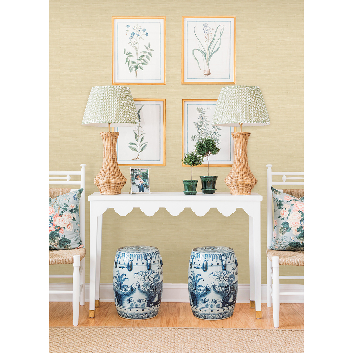 SSS4570 Wheat Classic Faux Grasscloth Peel and Stick Wallpaper by