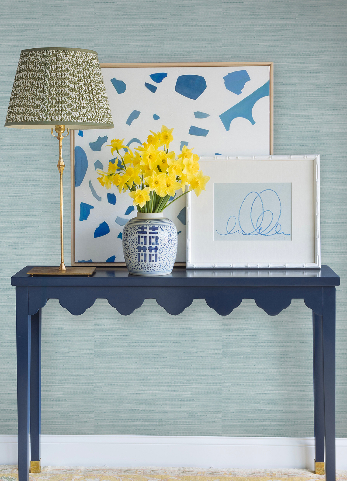 SSS4573 - Sky Blue Classic Faux Grasscloth Peel and Stick Wallpaper