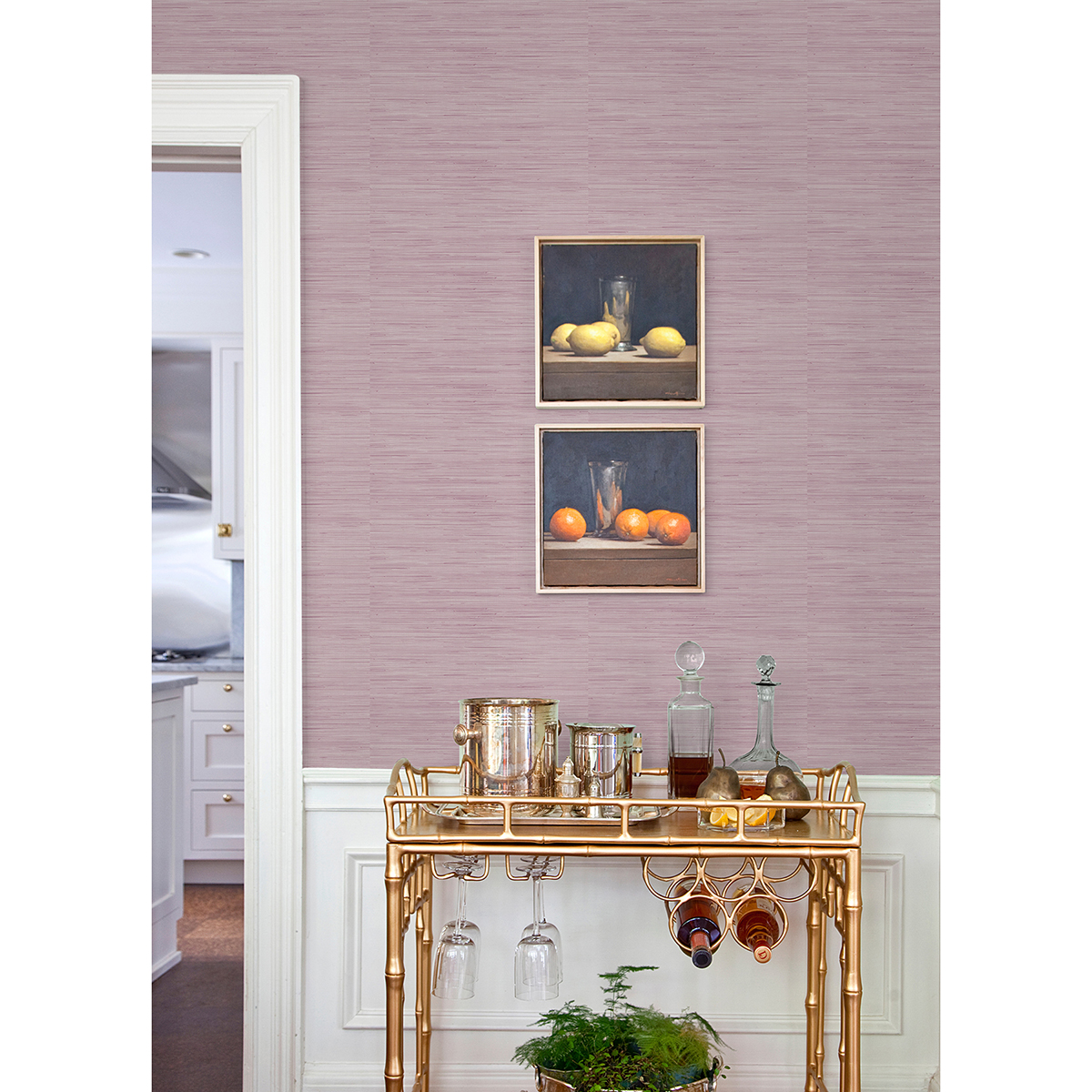 SSS4571 Lilac Classic Faux Grasscloth Peel and Stick Wallpaper by