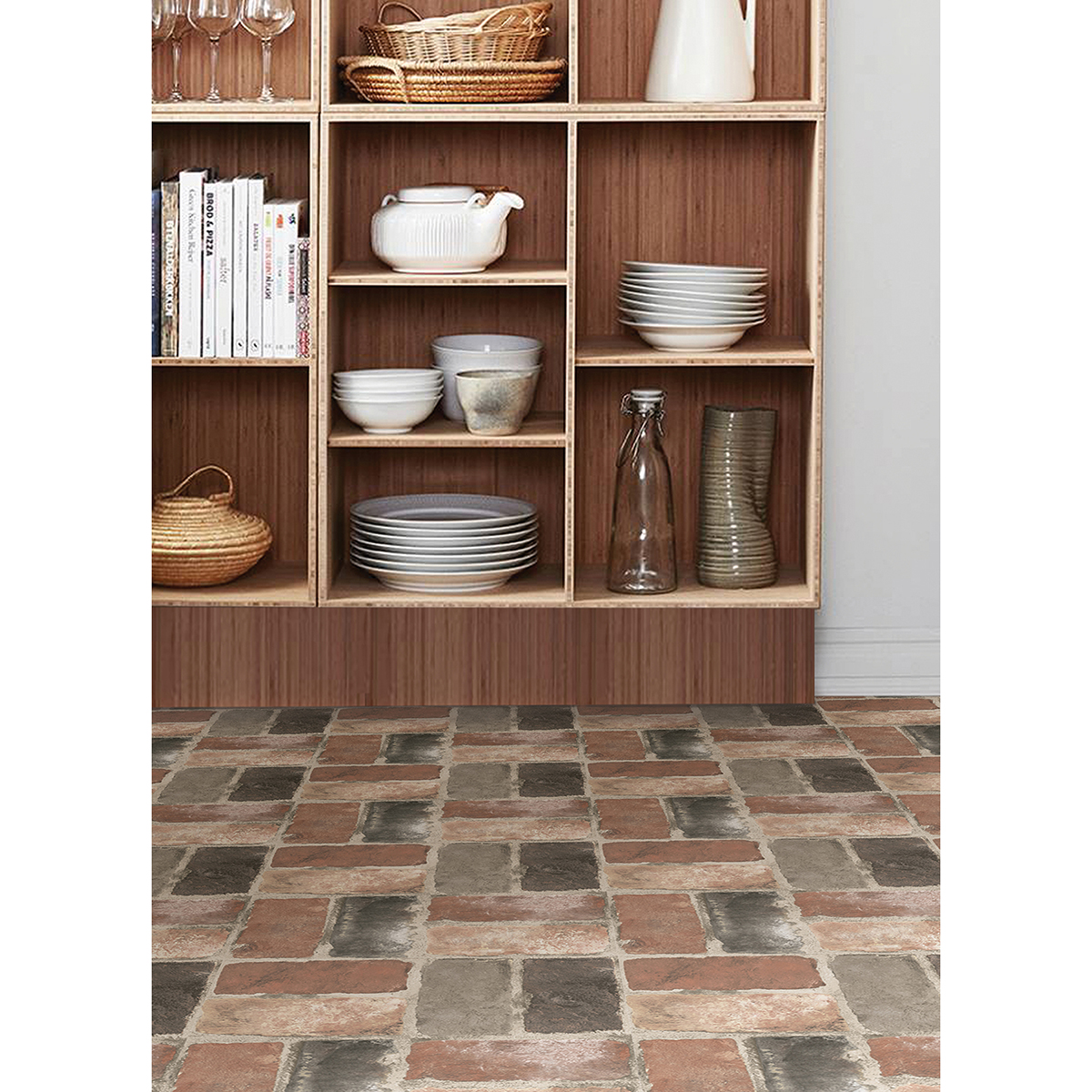 FP3293 Harvard Brick Red Peel and Stick Floor Tiles by FloorPops