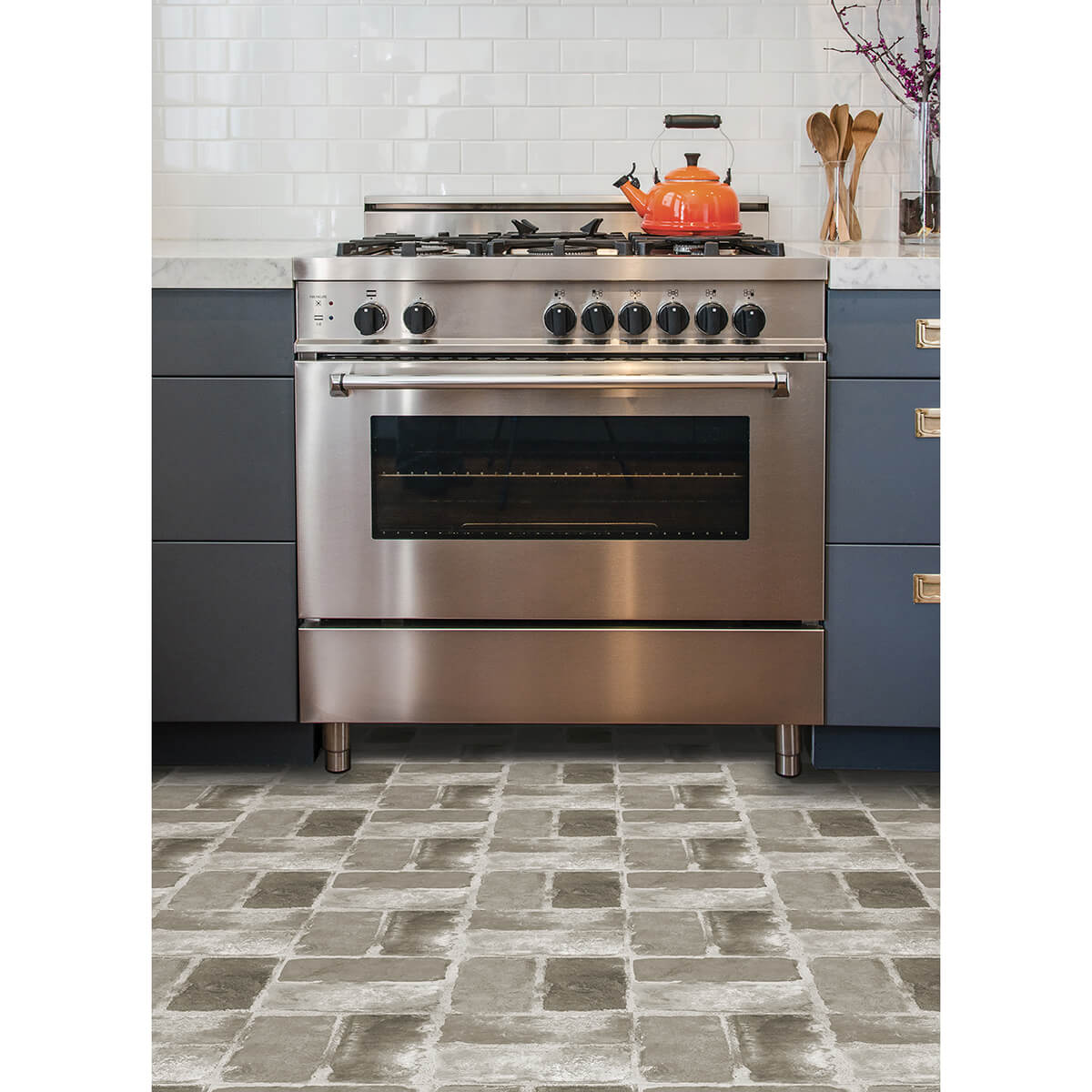 FP3294 - Harvard Brick Grey Peel and Stick Floor Tiles - by FloorPops