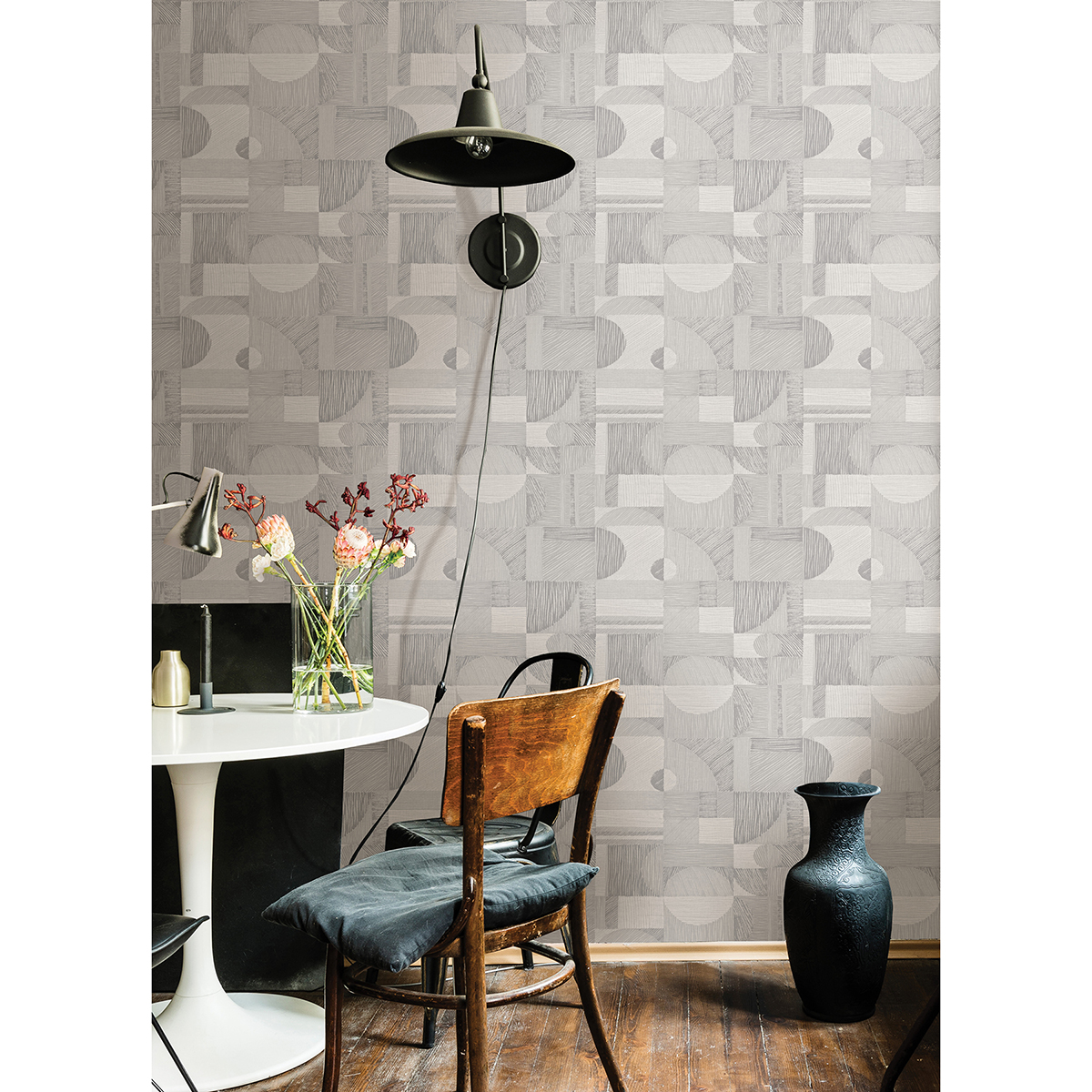 NUS4639 - Silver Margo Geometric Peel and Stick Wallpaper - by NuWallpaper