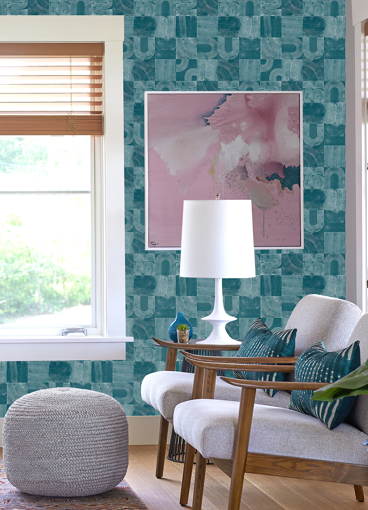 NUS4630 - Teal Vaughn Geometric Peel and Stick Wallpaper - by NuWallpaper