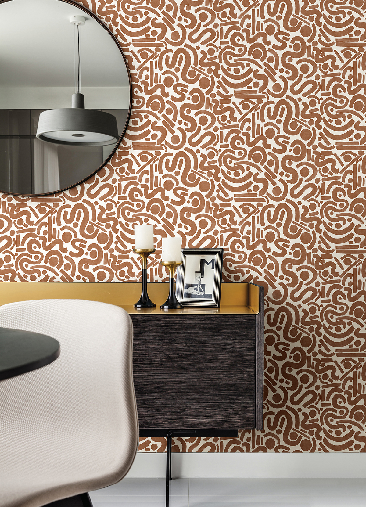 NUS4635 - Terracotta Edie Geometric Peel and Stick Wallpaper - by