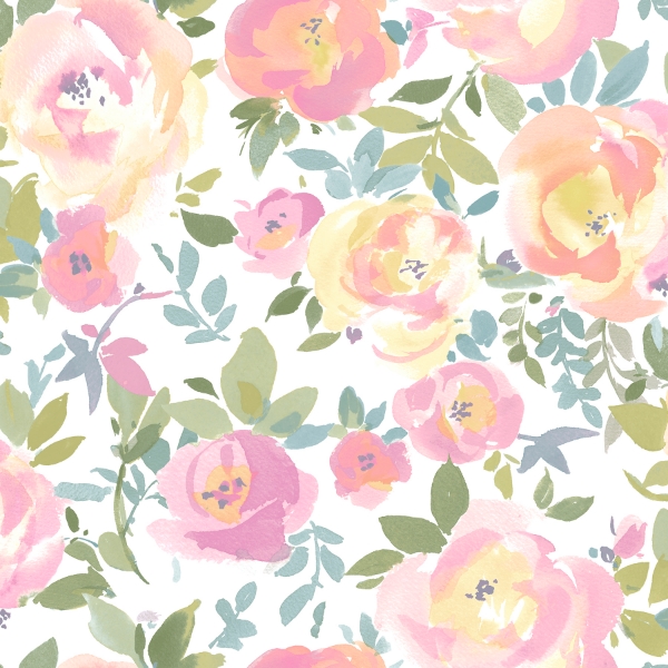NUS4434 - Pink Gracelyn Flower Peel and Stick Wallpaper - by NuWallpaper