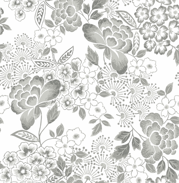 4081-26303 - Irina Grey Floral Blooms Wallpaper - by A-Street Prints