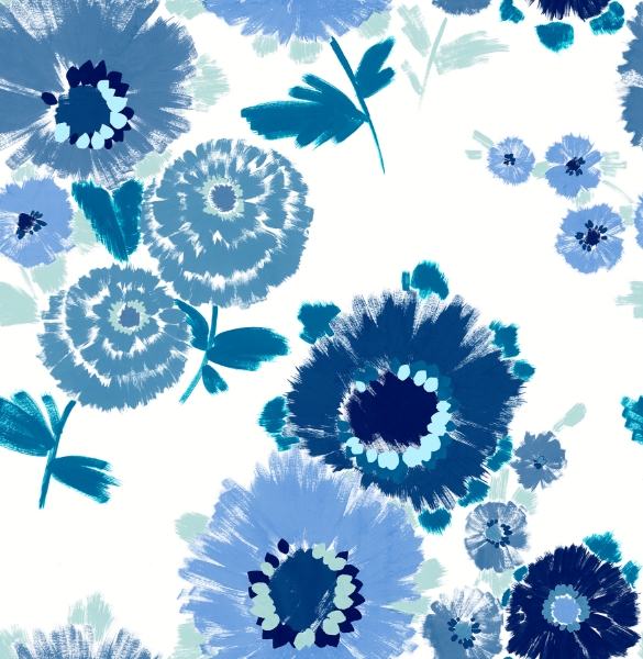 4081-26324 - Essie Blue Painterly Floral Wallpaper - by A-Street Prints