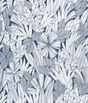 Picture of Bannon Blue Leaves Wallpaper