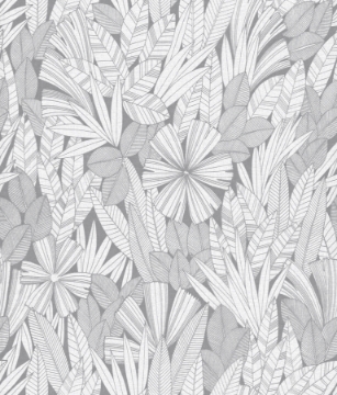 Picture of Bannon Grey Leaves Wallpaper