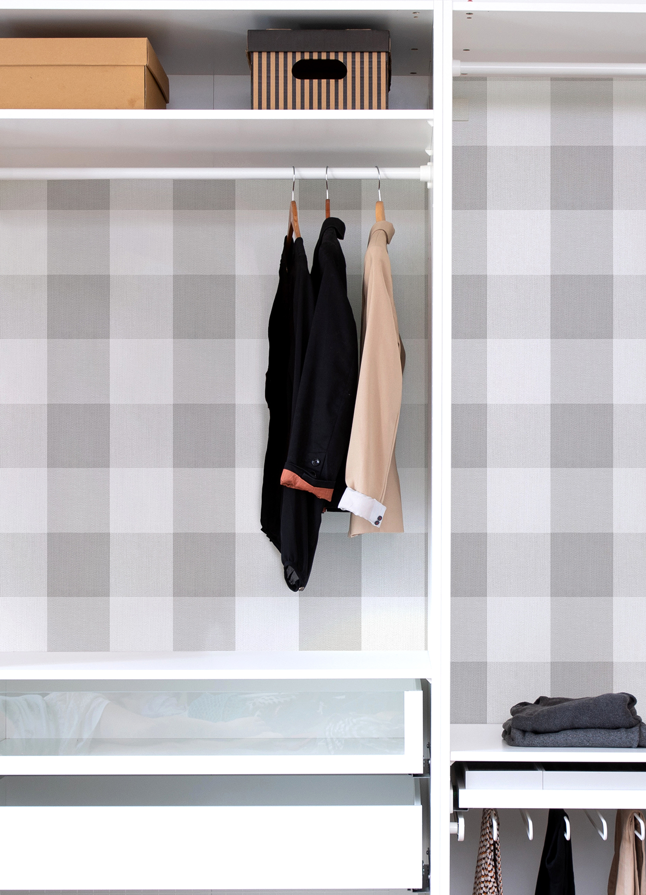 NU3671 Grey Buffalo Plaid Plaid Peel and Stick Wallpaper by NuWallpaper