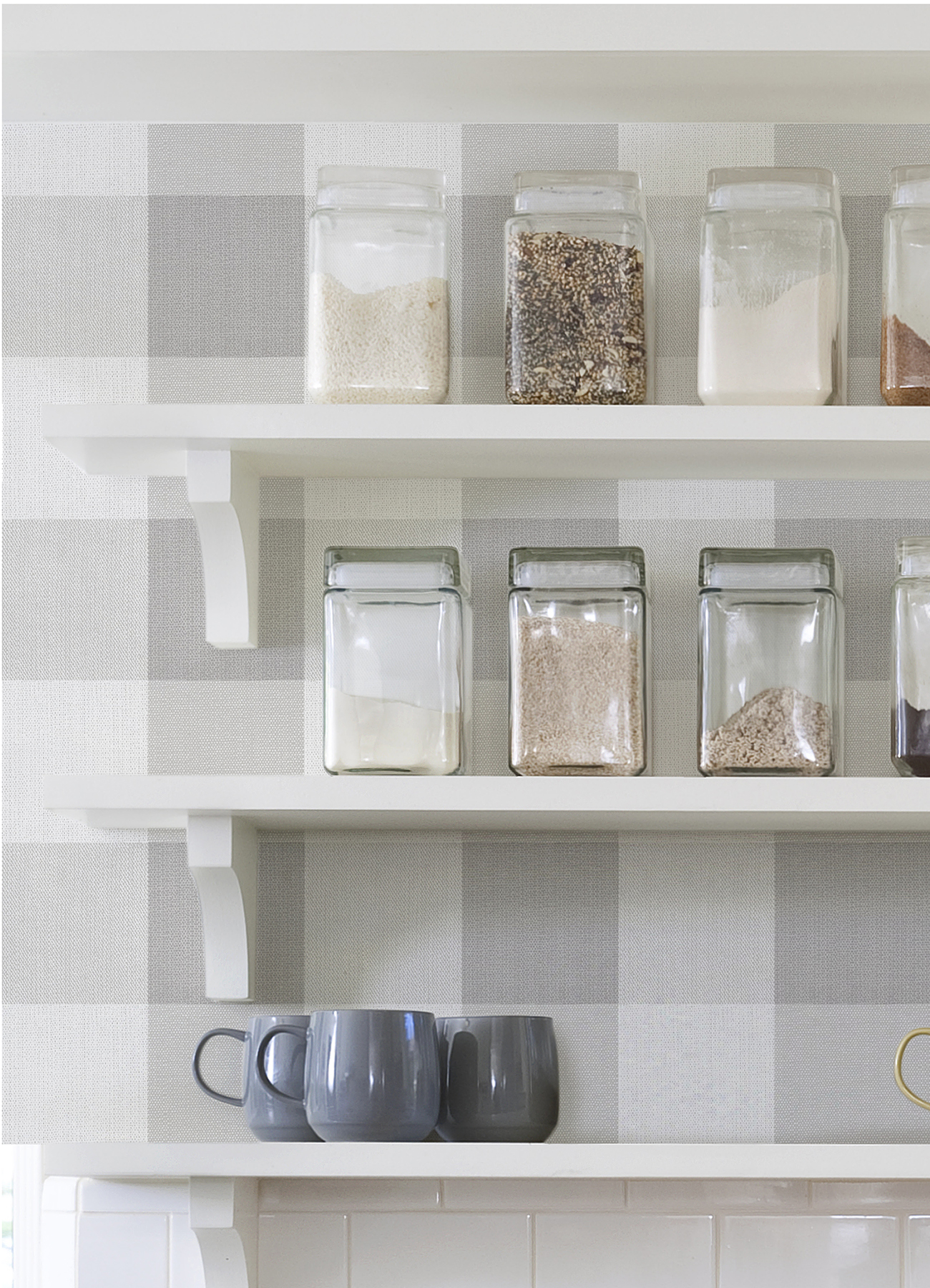 NU3671 Grey Buffalo Plaid Plaid Peel and Stick Wallpaper by NuWallpaper