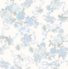 Picture of Cabbage Rose Bow Dusty River Blue Ribbons & Roses Wallpaper