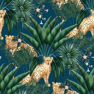 Picture of Augustus Blue Jungle Cheetah Wallpaper