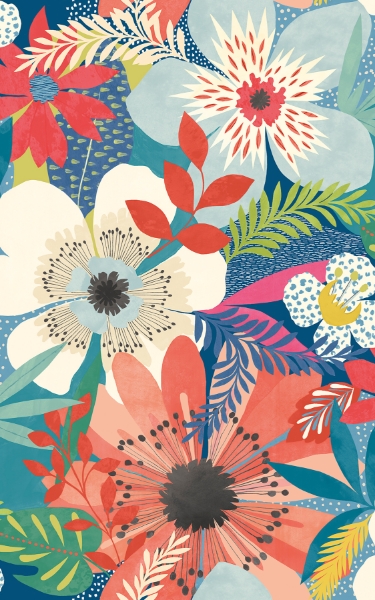 Picture of Janis Indigo Floral Riot Wallpaper
