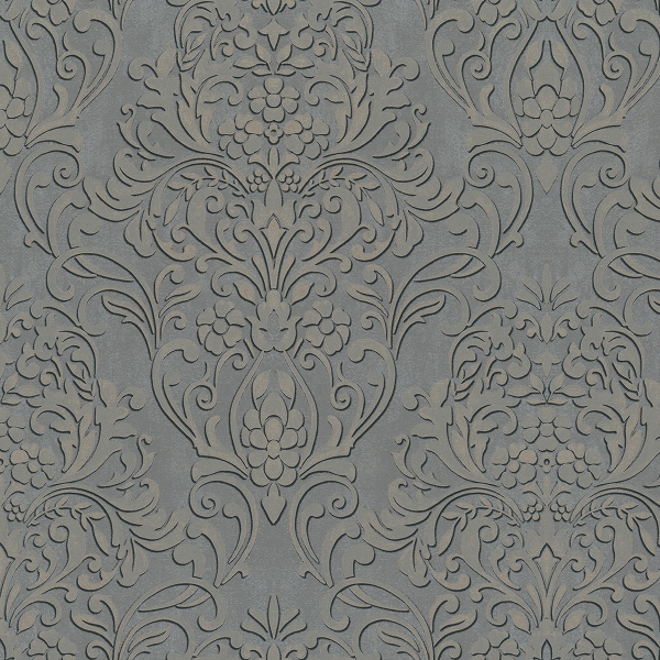 Picture of Anders Pewter Damask Wallpaper