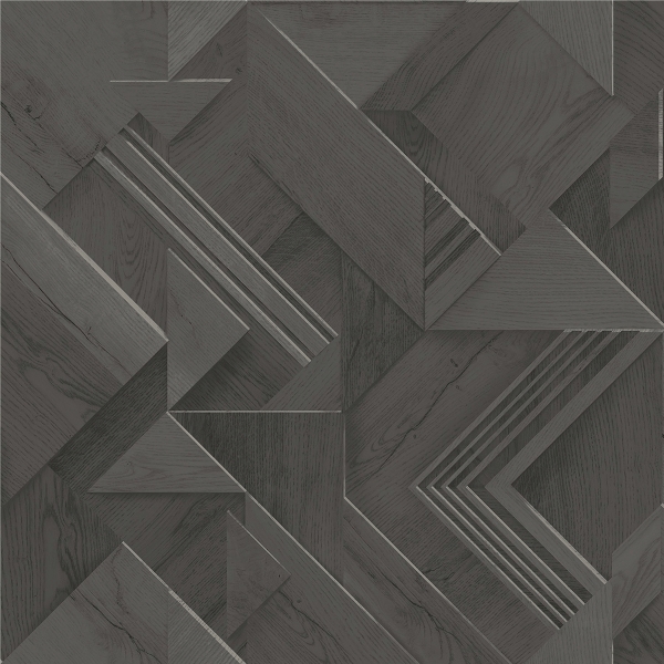 Picture of Cassian Black Wood Geo Wallpaper