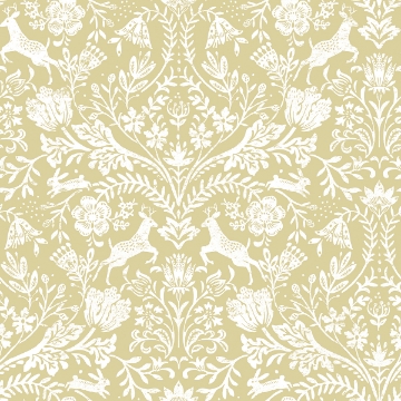 Picture of Forest Dance Honey Damask Wallpaper