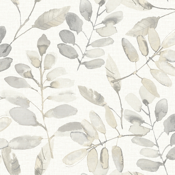 Picture of Pinnate Taupe Leaves Wallpaper