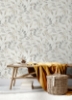 Picture of Pinnate Taupe Leaves Wallpaper