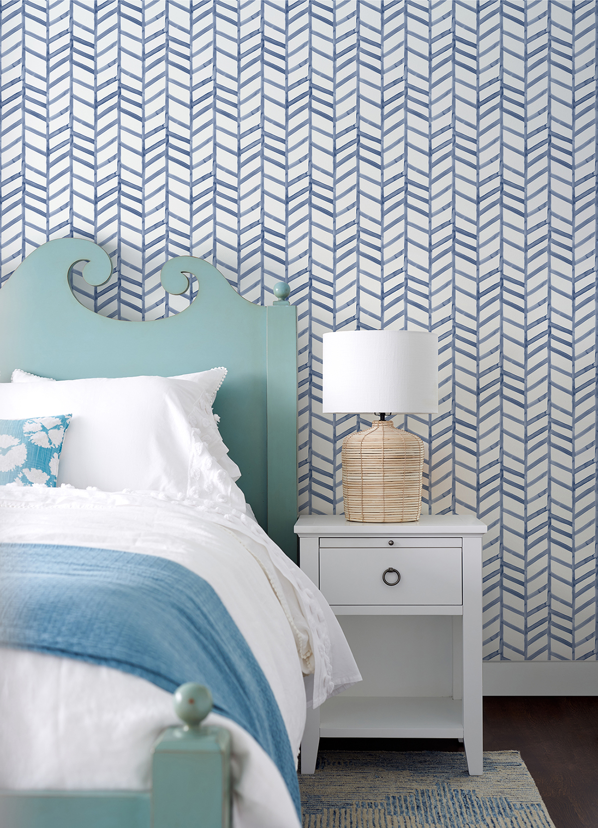 3124-13923 - Fletching Navy Geometric Wallpaper - by Chesapeake