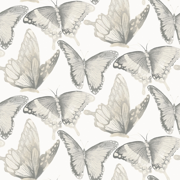 3124-13931 - Janetta Grey Butterfly Wallpaper - by Chesapeake