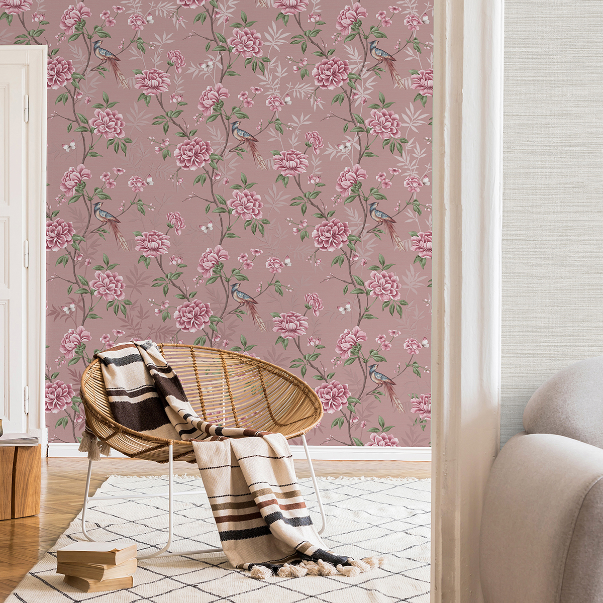 M1726 - Akina Blush Floral Wallpaper - by Fine Décor