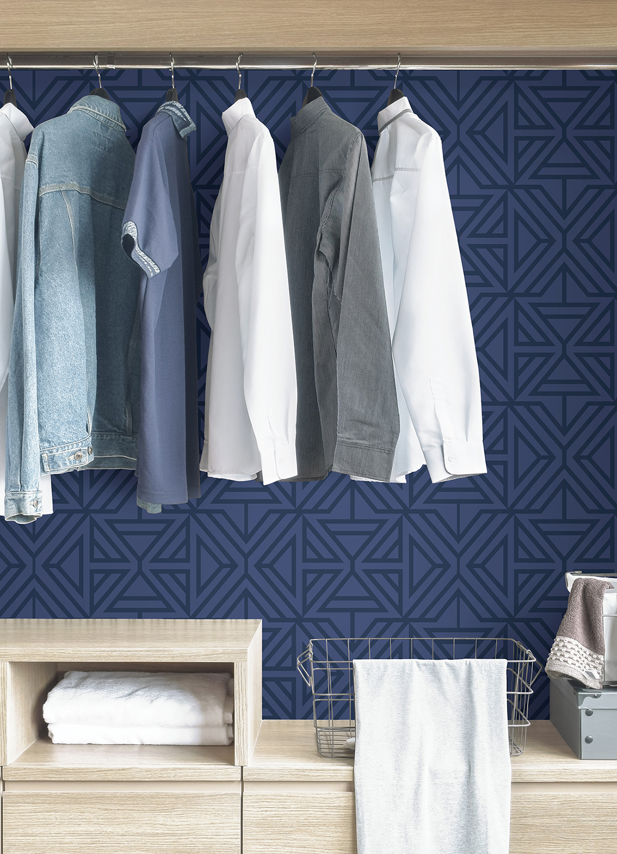 NUS4290 Blue Linear Peel and Stick Wallpaper by NuWallpaper