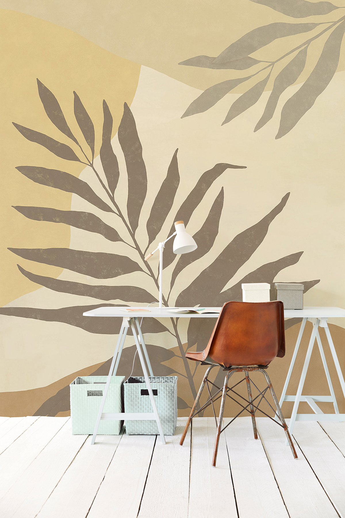 EJ318073 Golden Tropical Color Block Wall Mural by Eijffinger