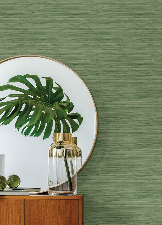 2988-70304 - Rushmore Green Faux Grasscloth Wallpaper - by A-Street Prints