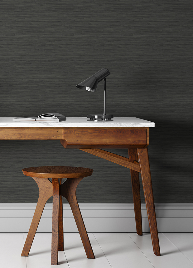 298870310 Rushmore Black Faux Grasscloth Wallpaper by AStreet Prints