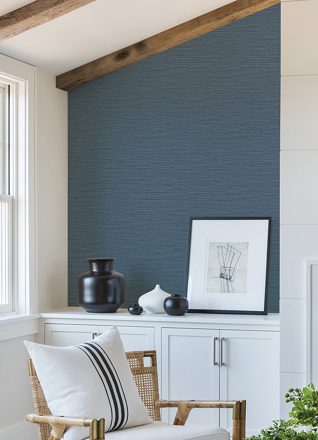 298870312 Rushmore Blue Faux Grasscloth Wallpaper by AStreet Prints