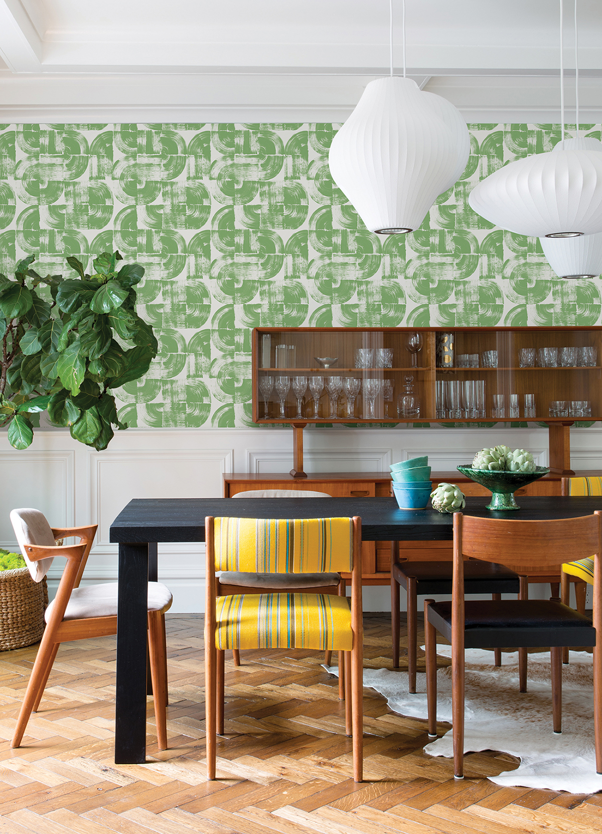 4014-26408 - Giulietta Green Painterly Geometric Wallpaper - by A ...