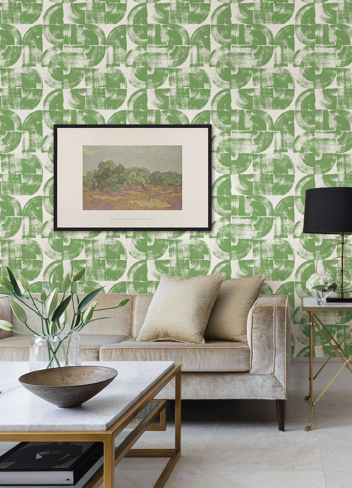 4014-26408 - Giulietta Green Painterly Geometric Wallpaper - by A ...