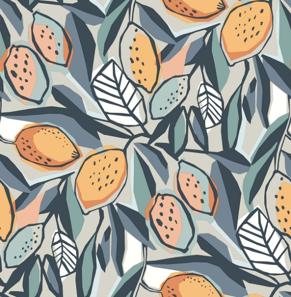 Picture of Meyer Teal Citrus Wallpaper
