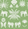 Picture of Bazaar Green Elephant Oasis Wallpaper