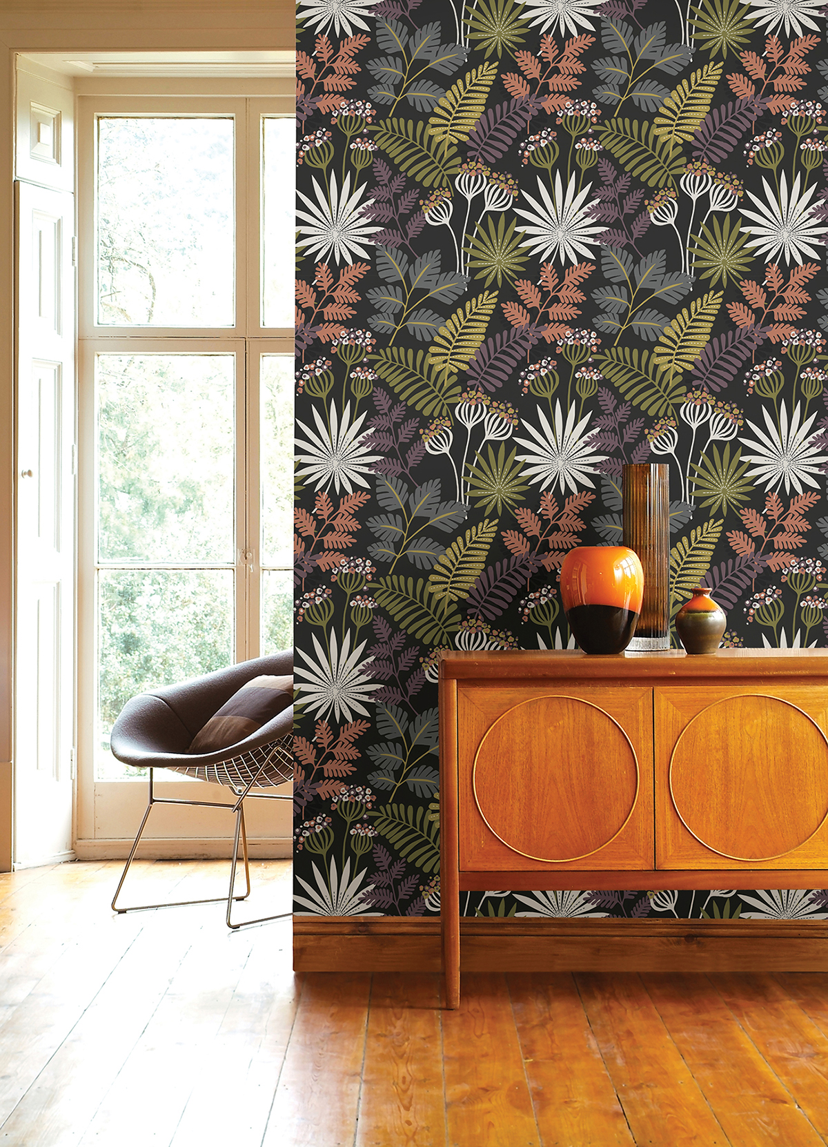 4014-26447 - Praslin Black Botanical Wallpaper - by A-Street Prints