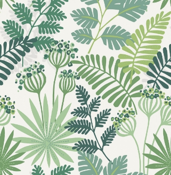 Picture of Praslin Green Botanical Wallpaper