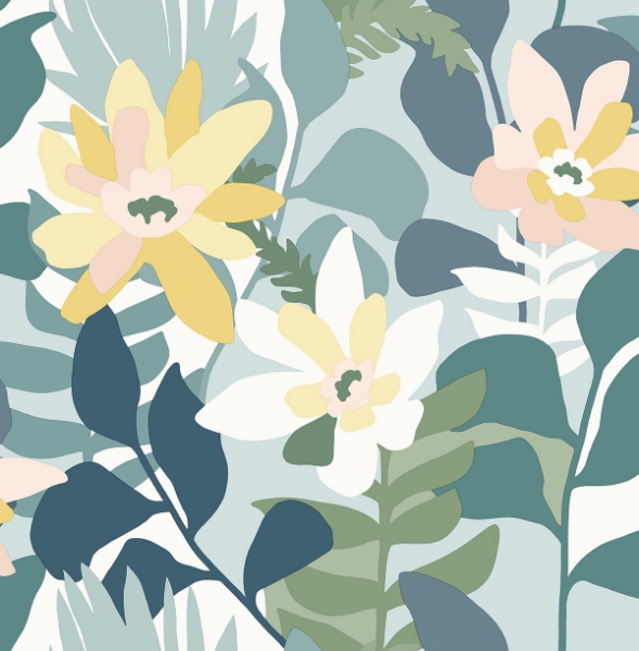 Picture of Koko Turquoise Floral Wallpaper