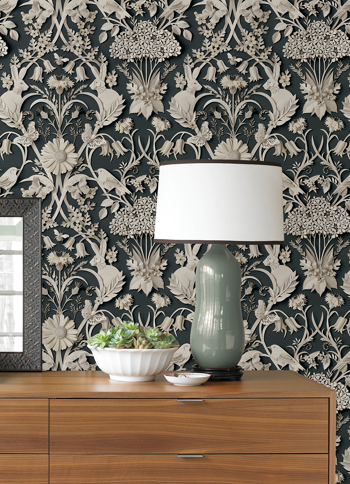 NUS4468 - Charcoal Eloise Peel and Stick Wallpaper - by NuWallpaper