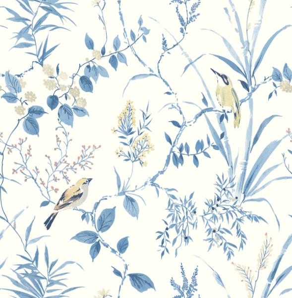 Picture of Blue Songbird Peel and Stick Wallpaper