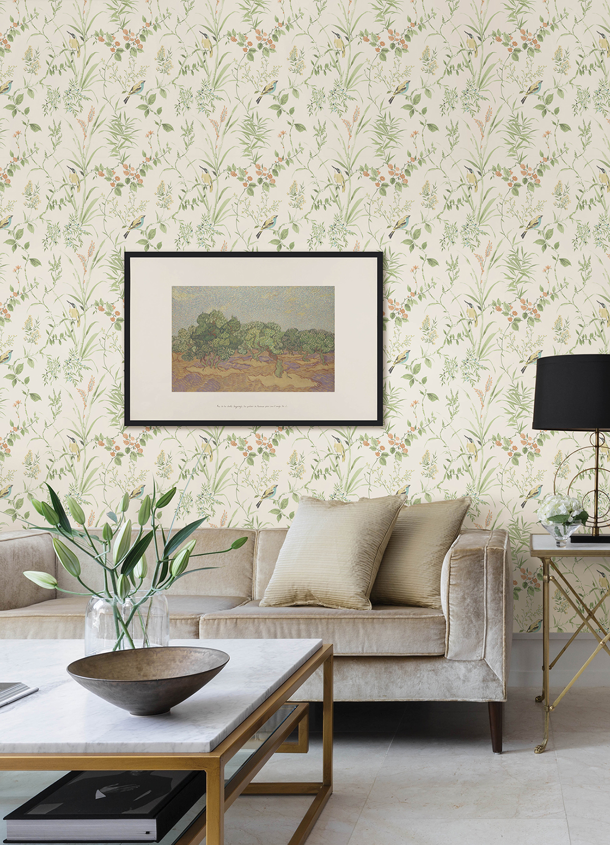 NUS4470 - Sage Songbird Peel and Stick Wallpaper - by NuWallpaper