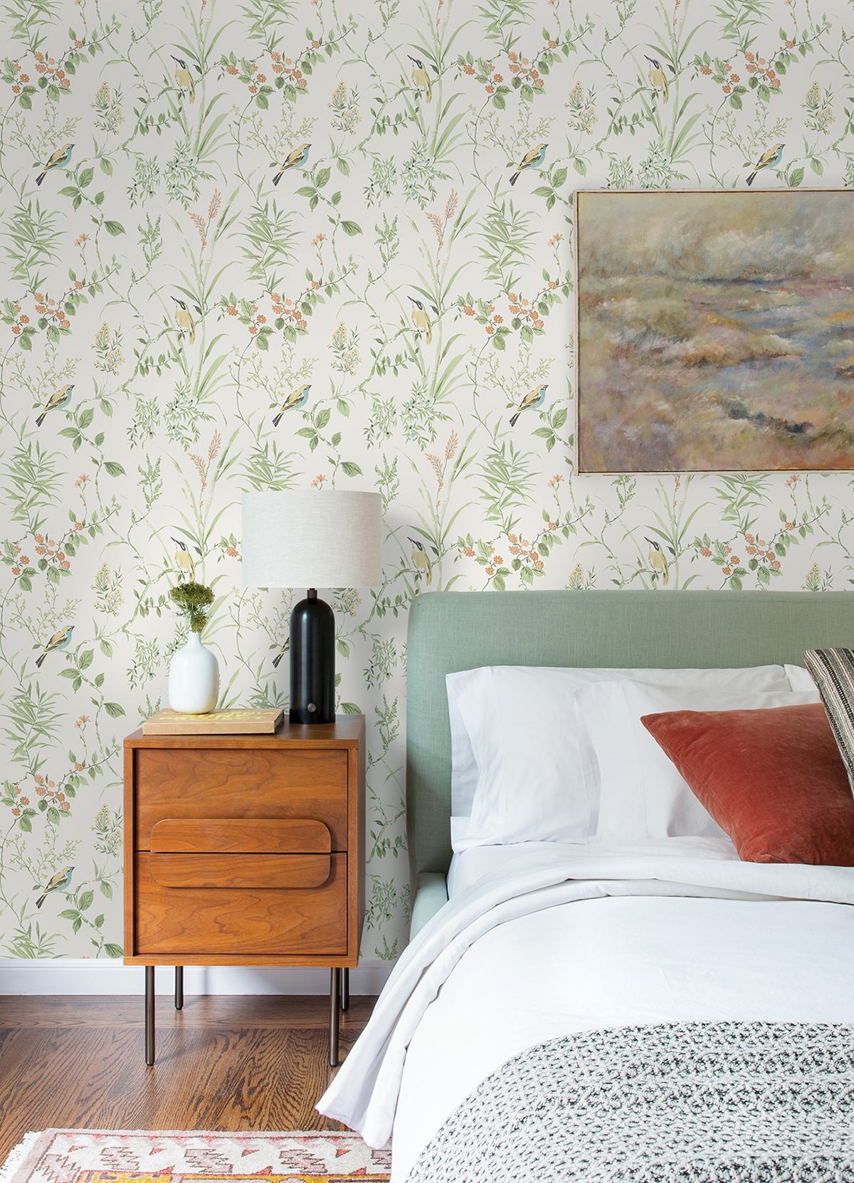 NUS4470 - Sage Songbird Peel and Stick Wallpaper - by NuWallpaper